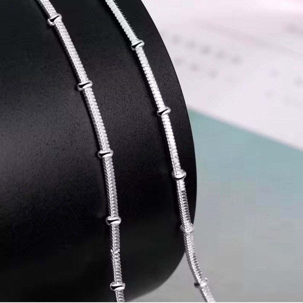 20”Sterling Silver Women's Station Chain Necklace